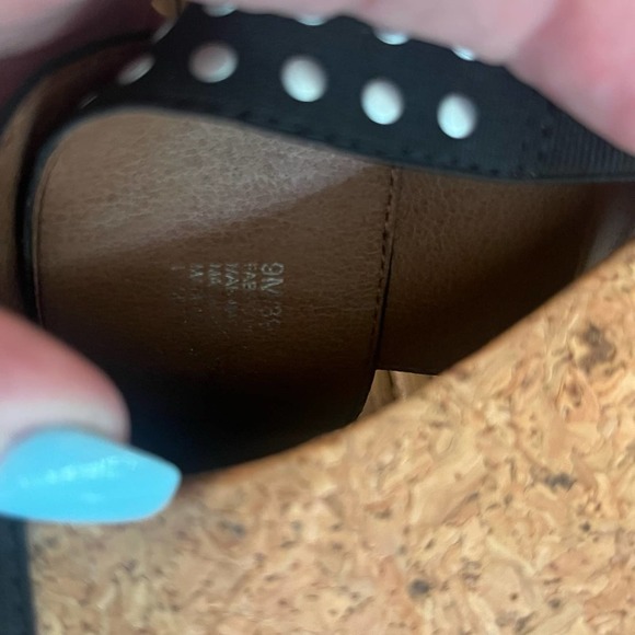 LUCKY BRAND women’s black studded Miller 2 Cork Wedge Sandals size 9 - Picture 5 of 6